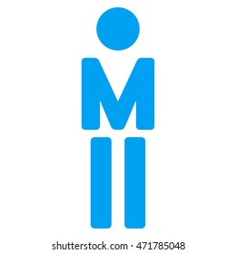 Guy icon. Vector style is flat iconic symbol with rounded angles, blue color, white background.