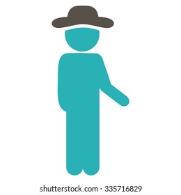 Guy Idler vector icon. Style is bicolor flat symbol, grey and cyan colors, rounded angles, white background.