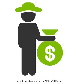 Guy Investor vector icon. Style is bicolor flat symbol, eco green and gray colors, rounded angles, white background.