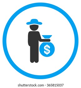 Guy Investor vector icon. Style is bicolor flat circled symbol, blue and gray colors, rounded angles, white background.