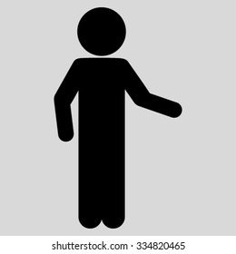 Guy Invitation vector icon. Style is flat symbol, black color, rounded angles, light gray background.