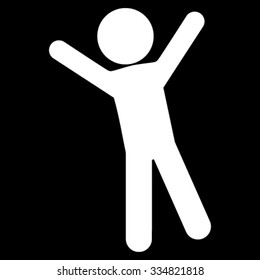 Guy Joy vector icon. Style is flat symbol, white color, rounded angles, black background.