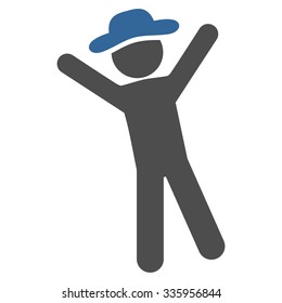 Guy Joy vector icon. Style is bicolor flat symbol, cobalt and gray colors, rounded angles, white background.