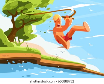 Guy jumps into water