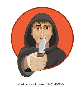 The guy with the knife in his hand 