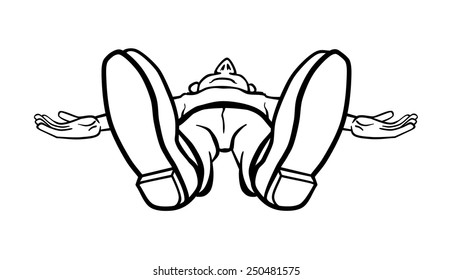 Guy Knocked Out Line Art Vector