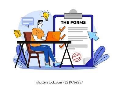 The guy with the laptop fills out the forms