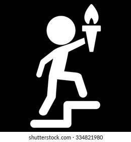 Guy Leader vector icon. Style is flat symbol, white color, rounded angles, black background.