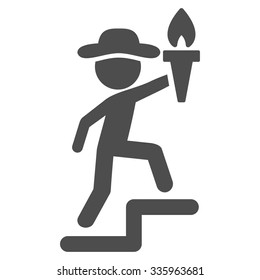 Guy Leader vector icon. Style is flat symbol, gray color, rounded angles, white background.