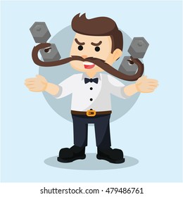 guy lift weight with moustache