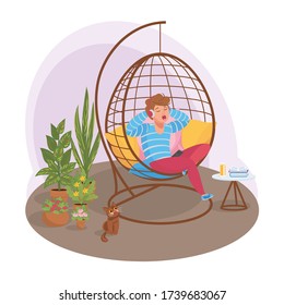 GUY LISTEN TO MUSIC AND SING IN A QUIET PLACE FOR RELAX