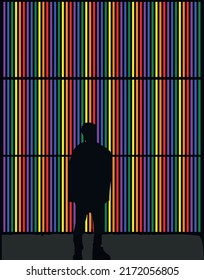 Guy mirando un cartel de lgtbi