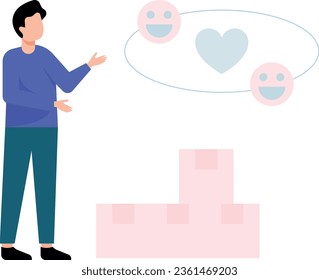 The guy is looking at the shipping feedback.