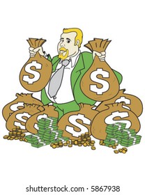 Guy with lots of money in his hands.