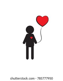 Guy in love with a balloon vector icon