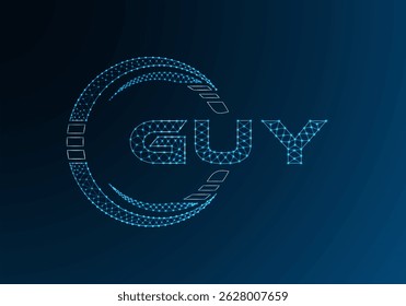 Projeto vetor de logotipo de letra poli baixo GUY. GUY design de logotipo poli inferior. Logotipo poli baixo.
