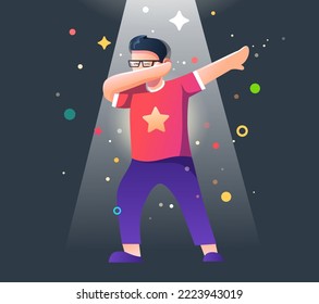 The guy makes a dance gesture Dab. Illustration Dab