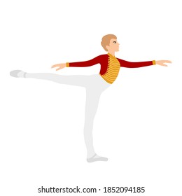 Hombre, bailarín de ballet masculino, pose. El principiante Nutcracker. Ilustración vectorial.