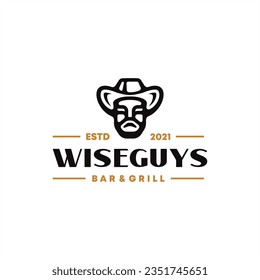guy man wear hat logo design vector