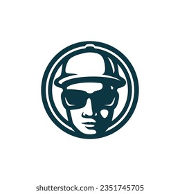 guy man wear hat logo design vector