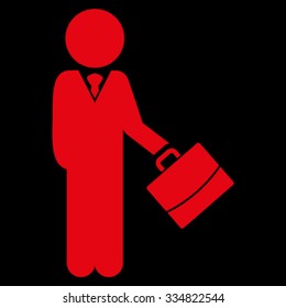 Guy Manager vector icon. Style is flat symbol, red color, rounded angles, black background.