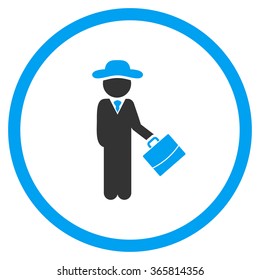 Guy Manager vector icon. Style is bicolor flat circled symbol, blue and gray colors, rounded angles, white background.