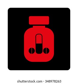 Guy Medicine vector icon. Style is flat rounded square button, intensive red and black colors, white background.