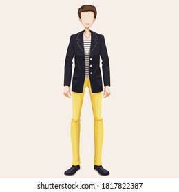 Guy model in a beautiful colored suit illustration fashion style