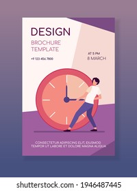 Guy moving clock hands. Man stopping time flat vector illustration. Time management, planning failure, deadline concept for banner, website design or landing web page