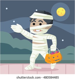 guy in mummy costume got so much candy