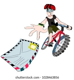 the guy on a bicycle carries mail