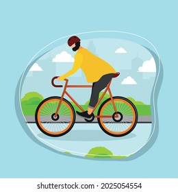 guy on bike, car free day design