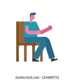 Guy On chair. Man sit. human on stool. Vector illustration
