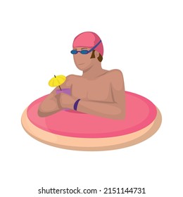 guy on a float over white
