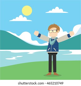 guy on lake shore