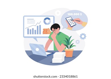 The Guy On The Laptop Calculates The Visual Benefit