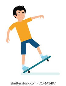 The guy on the skateboard. Extreme sports. Illustration on white background. Flat design vector illustration.