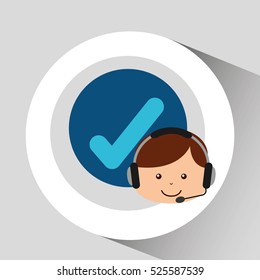 guy operator help service check mark vector illustration eps 10