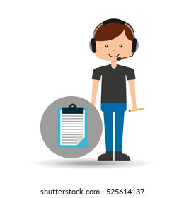 guy operator help service clipboard vector illustration eps 10