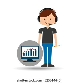 guy operator help service computer statistics vector illustration eps 10