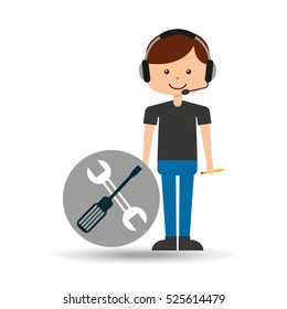 guy operator help service technical support vector illustration eps 10