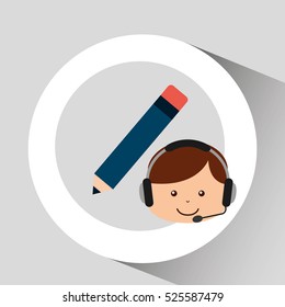 guy operator help service write vector illustration eps 10