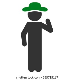 Guy Opinion vector icon. Style is bicolor flat symbol, green and gray colors, rounded angles, white background.