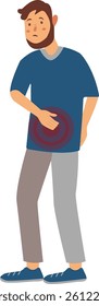 Guy with Pain Illustration Isolated on White Background. Vector Cartoon Character