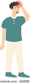 Guy Pain on Body Illustration Isolated on White Background. Painful Problem. Vector Character in Simple Cartoon Design.