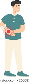 Guy Pain on Body Illustration Isolated on White Background. Painful Problem. Vector Character in Simple Cartoon Design.