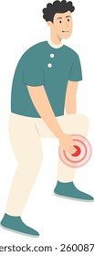 Guy Pain on Body Illustration Isolated on White Background. Painful Problem. Vector Character in Simple Cartoon Design.