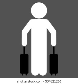 Guy Passenger vector icon. Style is bicolor flat symbol, black and white colors, rounded angles, gray background.