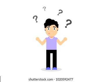 The guy in perplexity, surprised, confused, vector illustration