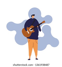 guy playing guitar as a hobbies illustration vector